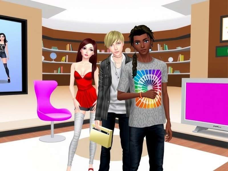 IMVU social interaction showing avatars chatting in a virtual room