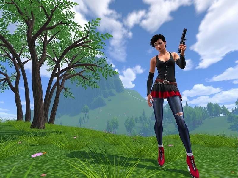 Concept art of a sprawling, connected 3D world in IMVU Next with diverse environments