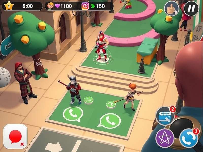 Illustration showing IMVU avatars interacting with WhatsApp chat bubbles on mobile devices