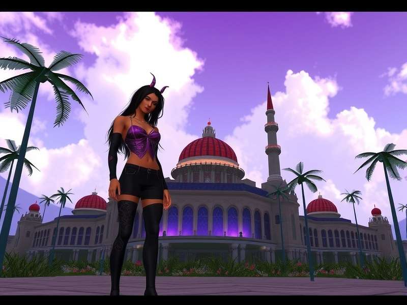 A vibrant 3D scene from IMVU showing diverse avatars socialising in a modern virtual lounge