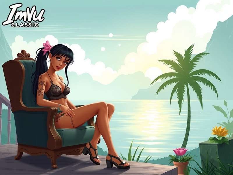 Screenshot mockup of the classic IMVU website interface showing avatar customisation and catalog