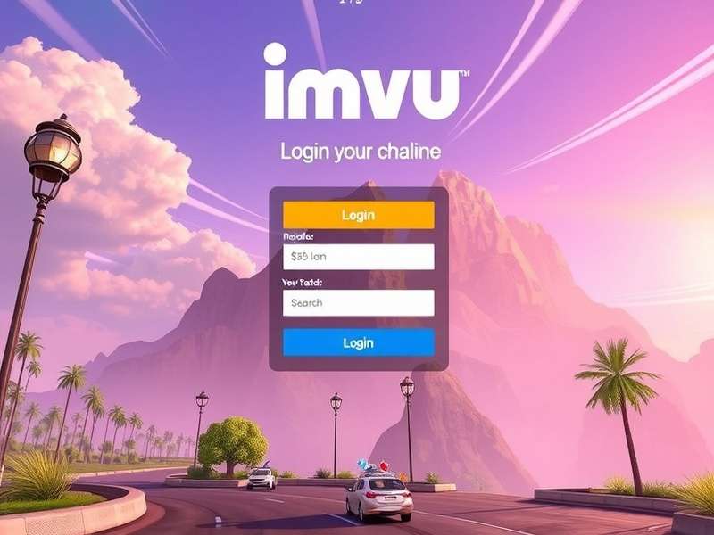 IMVU login screen interface showing username and password fields