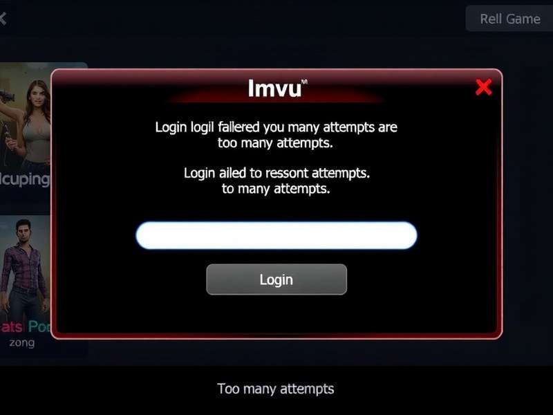 IMVU login screen on multiple devices showing error message