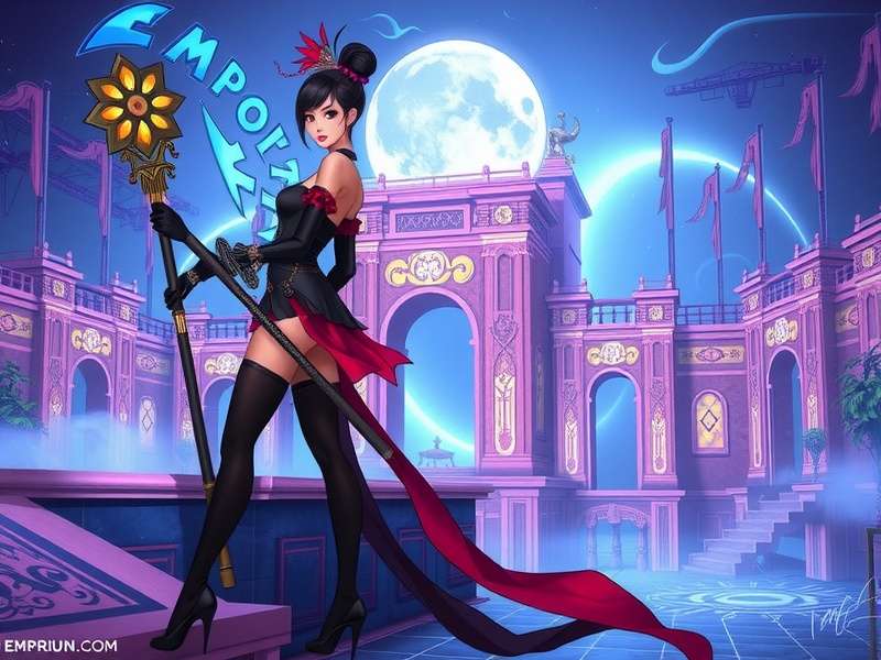 Vibrant virtual world landscape with avatars socialising