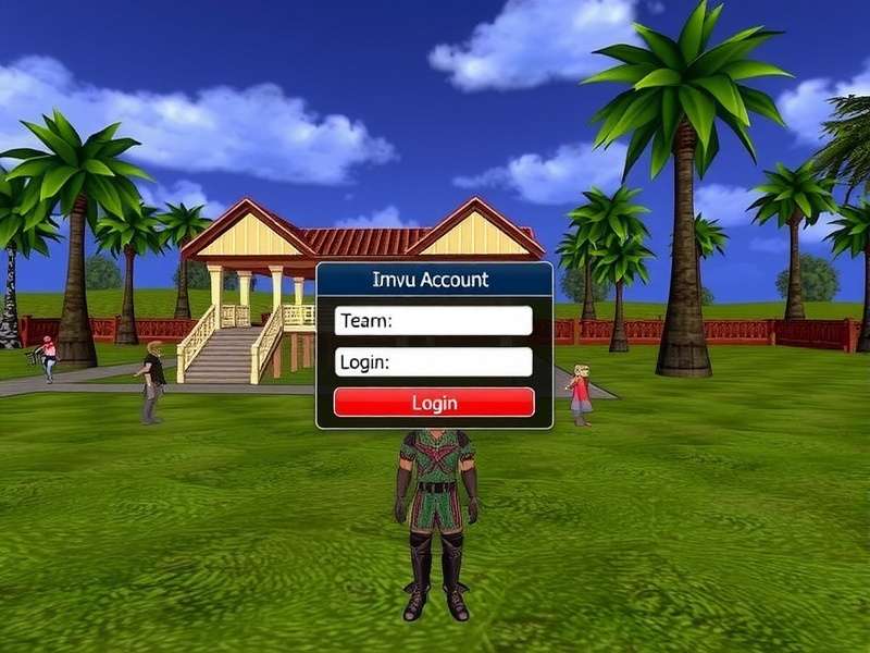 IMVU login dashboard interface showing avatar and account menu