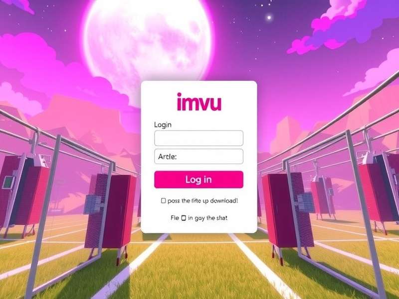 IMVU Login Download interface showing immersive 3D avatar world